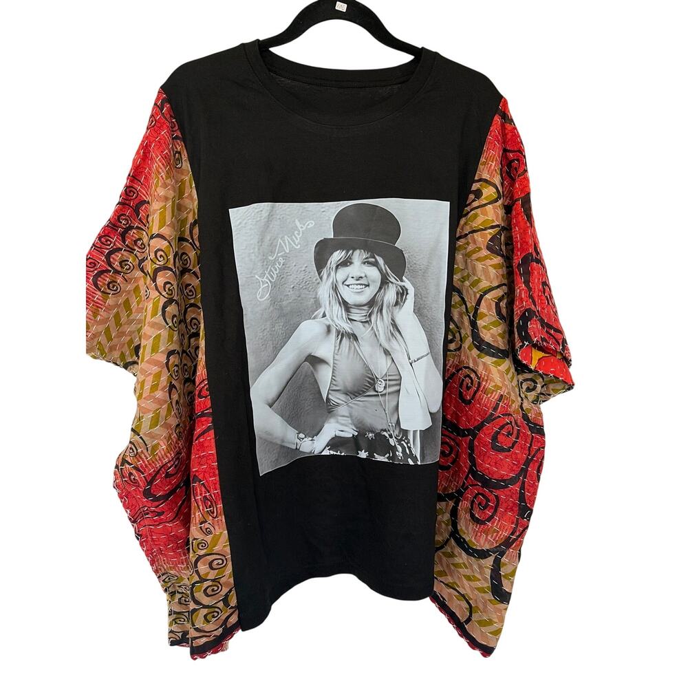 Stevie Nicks Upcycled Kantha Tunic Top Shirt OS Handmade Boho